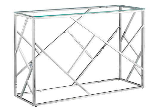Console design en métal chromé et verre trempé | Zenvia
