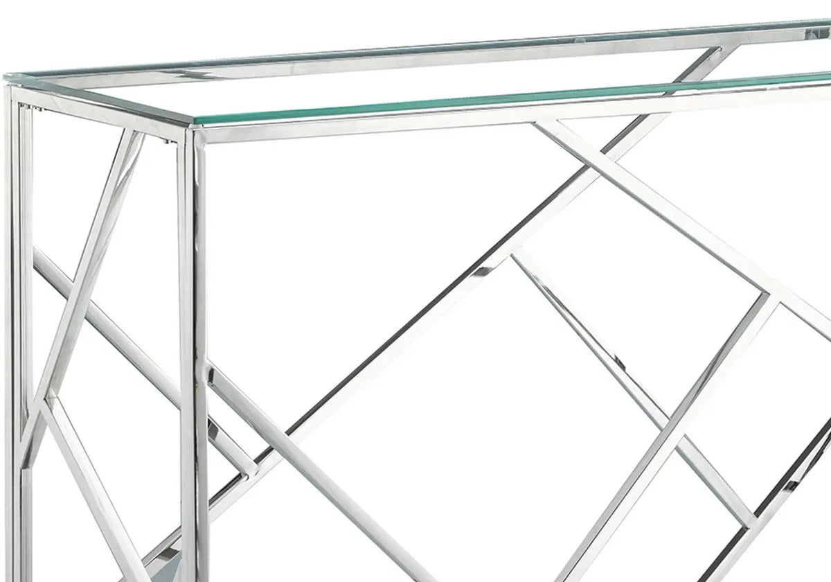 Console design en métal chromé et verre trempé | Zenvia