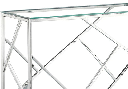 Console design en métal chromé et verre trempé | Zenvia