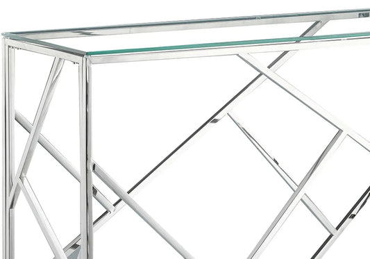 Console design en métal chromé et verre trempé | Zenvia