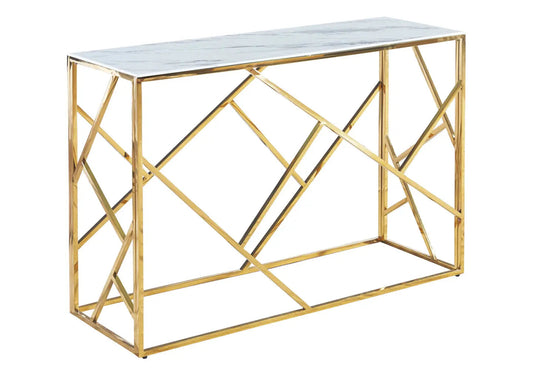 Console design en métal doré et marbre blanc | Zenvia