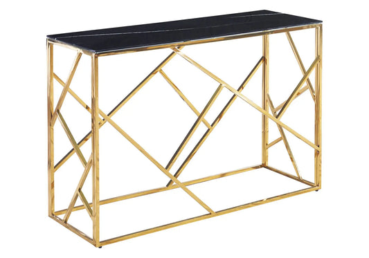 Console design en métal doré et marbre noir | Zenvia