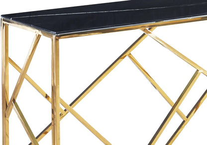 Console design en métal doré et marbre noir | Zenvia