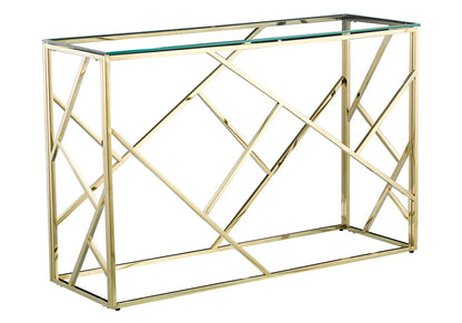 Console design en métal doré et verre trempé | Zenvia