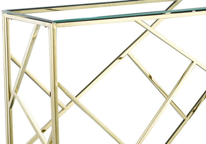 Console design en métal doré et verre trempé | Zenvia