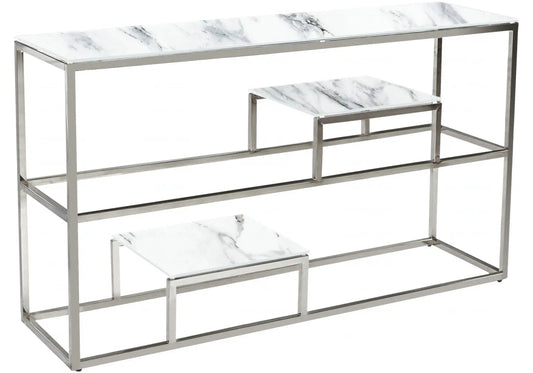 Console design marbre blanc pour le salon | Kineo