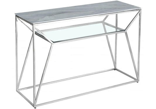 Console design verre marbre blanc pour entrée | Orivo