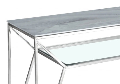Console design verre marbre blanc pour entrée | Orivo