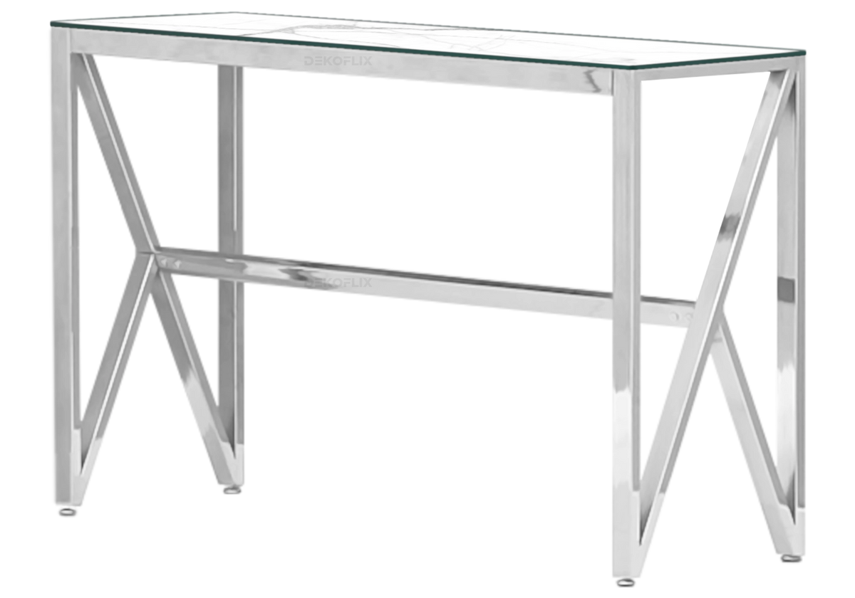 Console d'entrée marbre blanc et métal argenté | Kiro