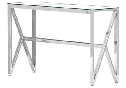 Console d'entrée marbre blanc et métal argenté | Kiro