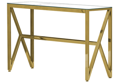 Console d'entrée dorée et plateau marbre blanc | Kiro