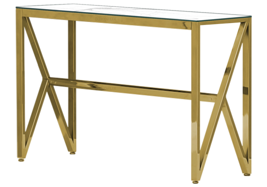 Console d'entrée dorée et plateau marbre blanc | Kiro