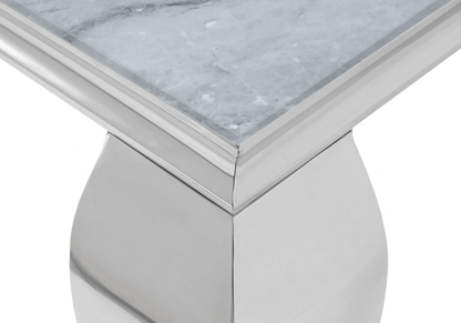 Console d'entrée design marbre gris et argent | Halo