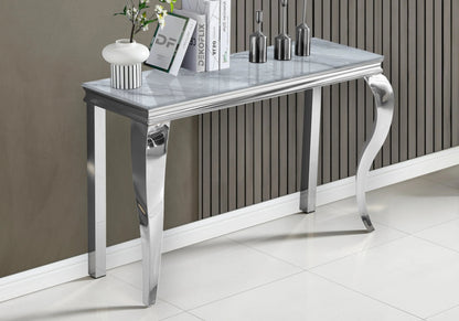 Console d'entrée design marbre gris et argent | Halo