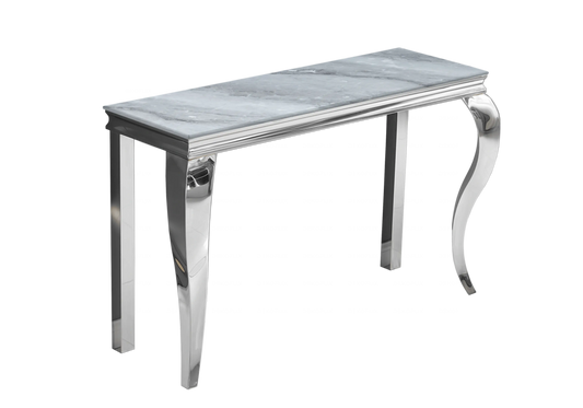 Console d'entrée design marbre gris et argent | Halo