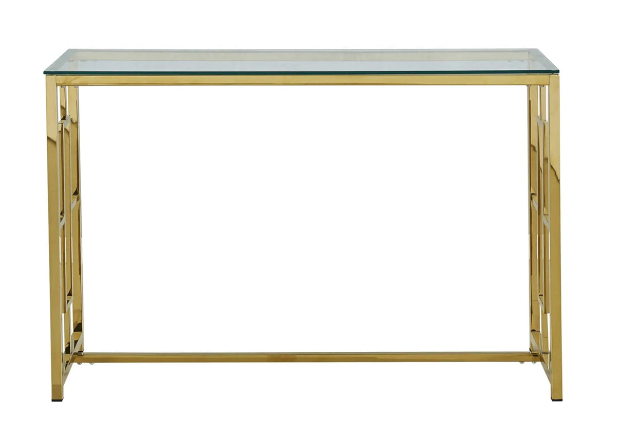 Console dorée verre trempé de salon moderne | Zelix