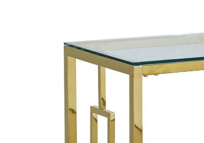 Console dorée verre trempé de salon moderne | Zelix