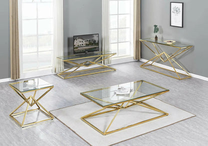 Console baroque en métal doré et marbre beige | Kaelo