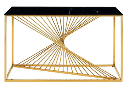 Table console design acier doré et marbre noir | Cael