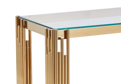 Console design verre trempé et acier doré | Zalys