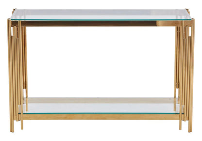 Console design verre trempé et acier doré | Zalys