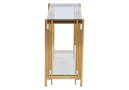 Console design verre trempé et acier doré | Zalys