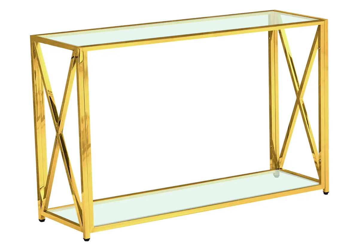 Console d'entrée verre trempé et acier doré | Nexa