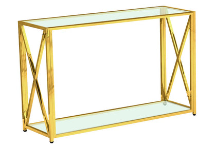 Console d'entrée verre trempé et acier doré | Nexa