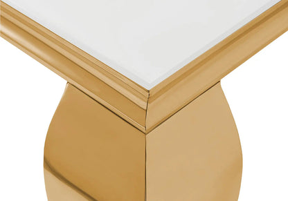 Console d'entrée design verre blanc et acier doré | Halo