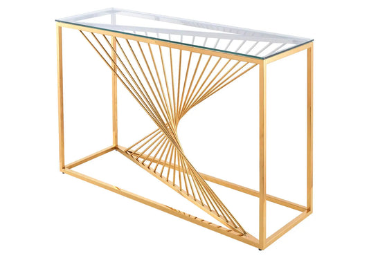 Console design en métal doré et verre trempé | Cael