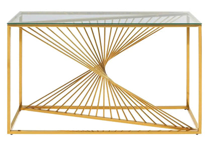 Console design en métal doré et verre trempé | Cael