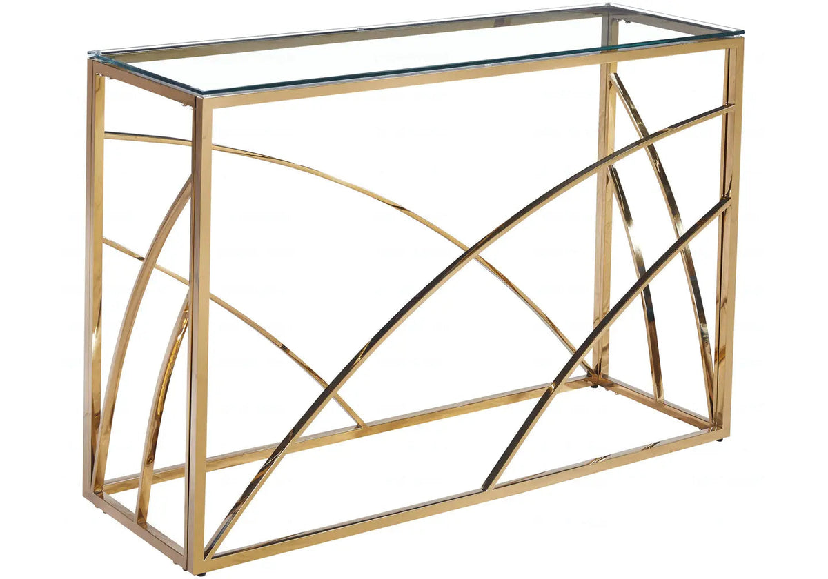 Console d'entrée verre trempé doré moderne | Kibo