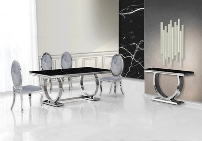 Console d'entrée marbre blanc et acier argenté | Zyra