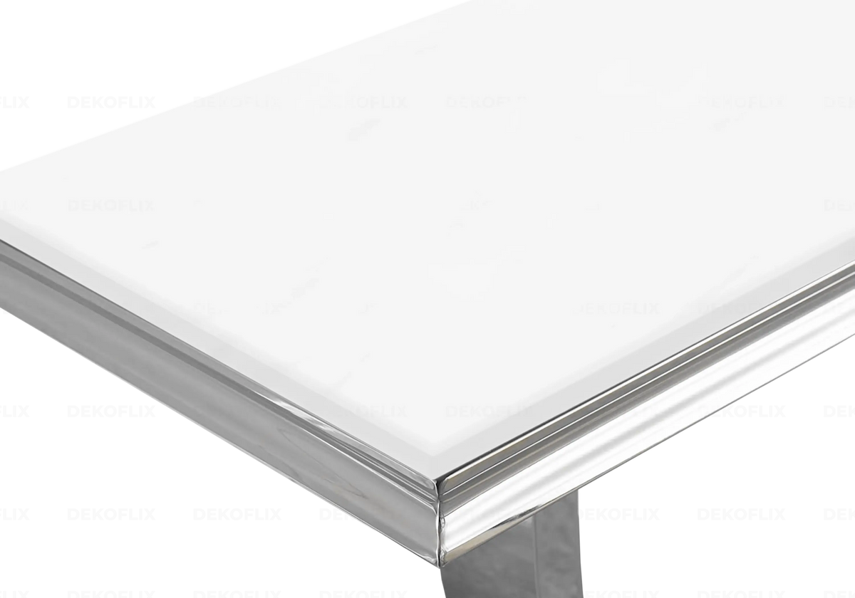Console d'entrée verre blanc et acier argenté | Zyra
