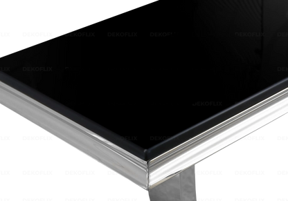 Console d'entrée verre noir et acier argenté | Zyra