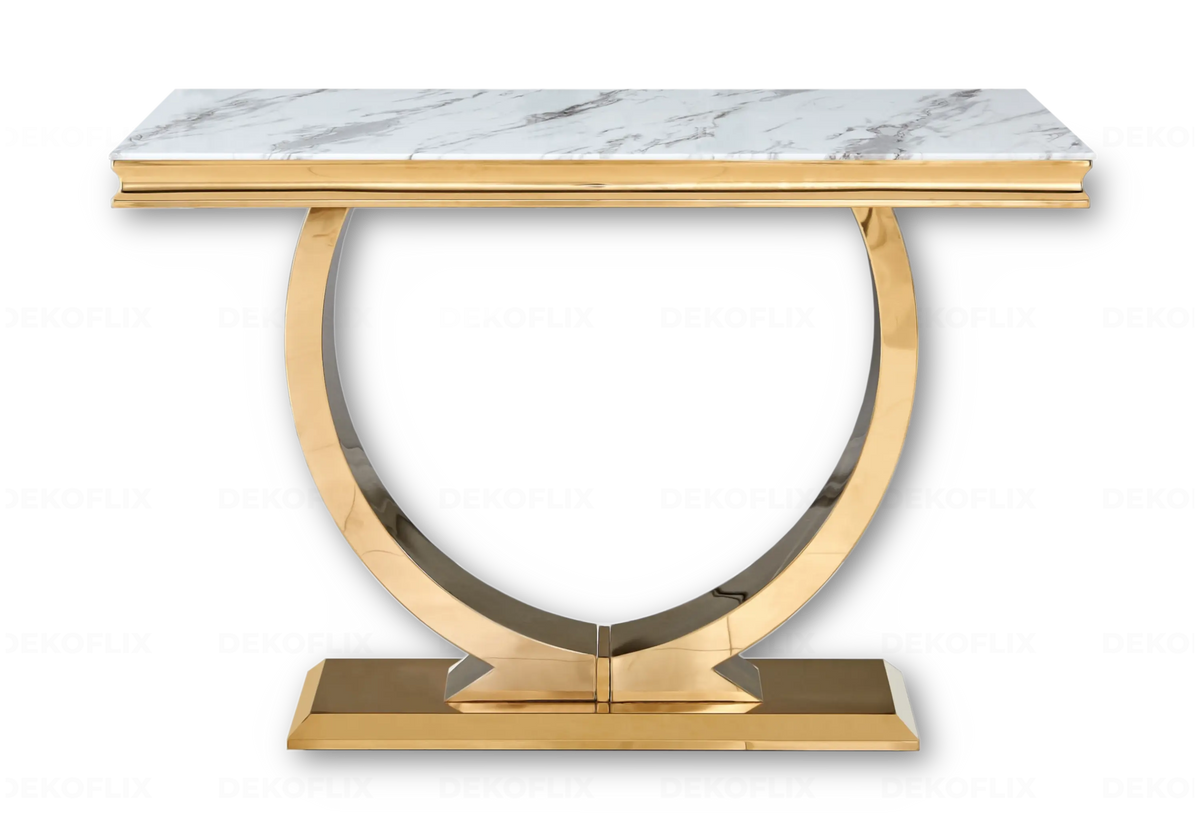 Console d'entrée marbre blanc et acier doré | Zyra