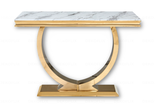 Console d'entrée marbre blanc et acier doré | Zyra