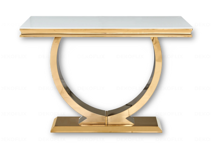Console d'entrée verre blanc et métal doré | Zyra