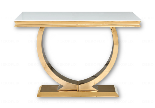 Console d'entrée verre blanc et métal doré | Zyra