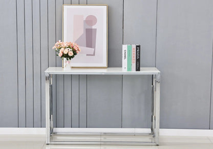 Console de salon moderne finition marbre blanc | Zelix