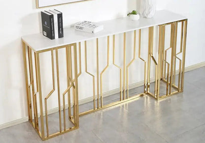Console d'entrée marbre blanc et acier doré | Lusor