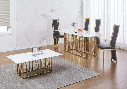 Console d'entrée marbre blanc et acier doré | Lusor