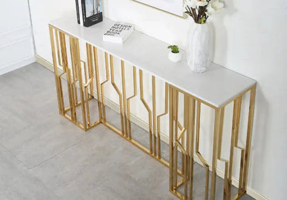 Console d'entrée marbre blanc et acier doré | Lusor