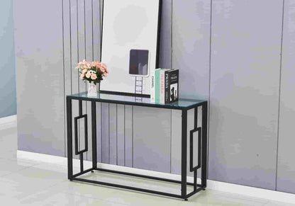 Console noire verre trempé pour le salon | Zelix