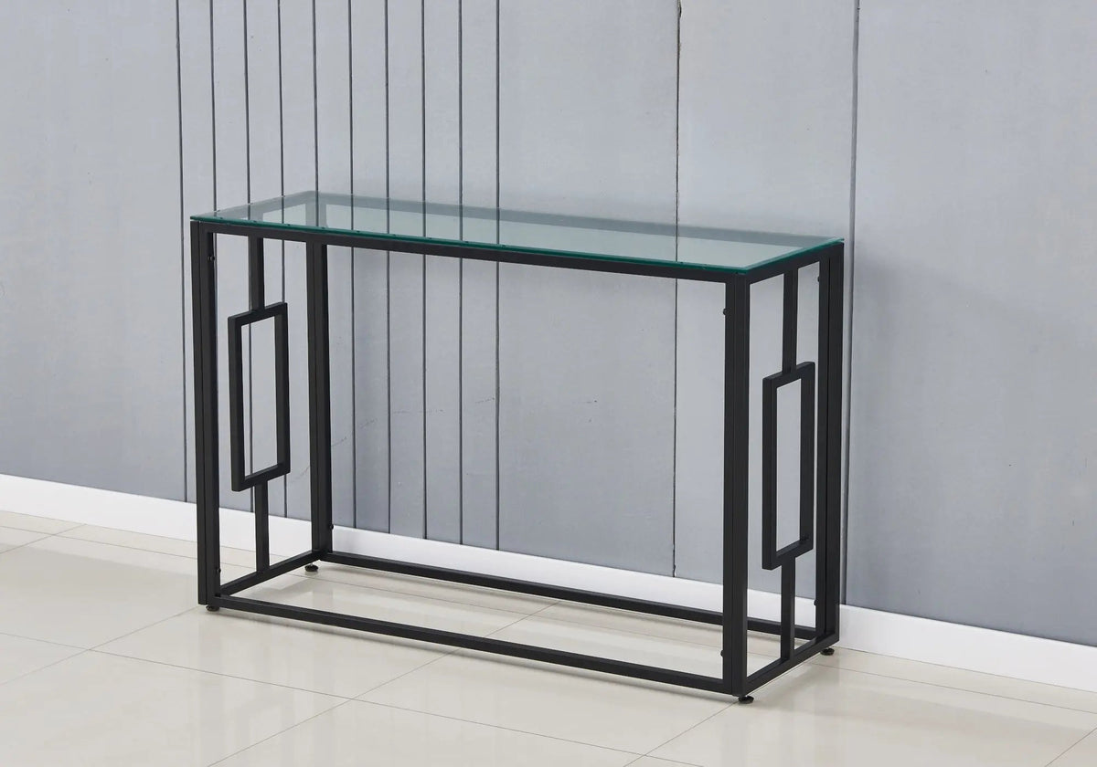 Console noire verre trempé pour le salon | Zelix