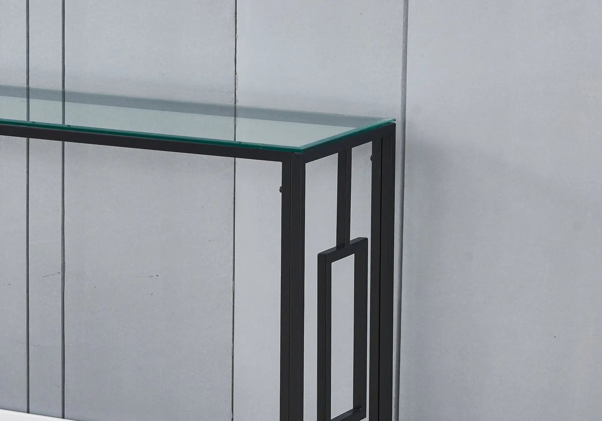 Console noire verre trempé pour le salon | Zelix