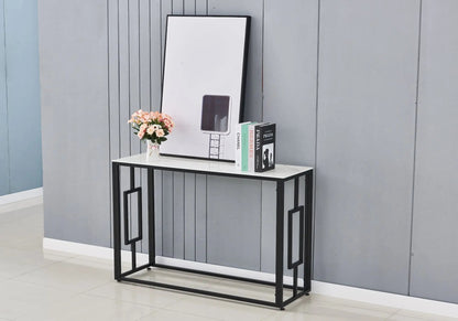 Console de salon noire et marbre blanc design | Zelix