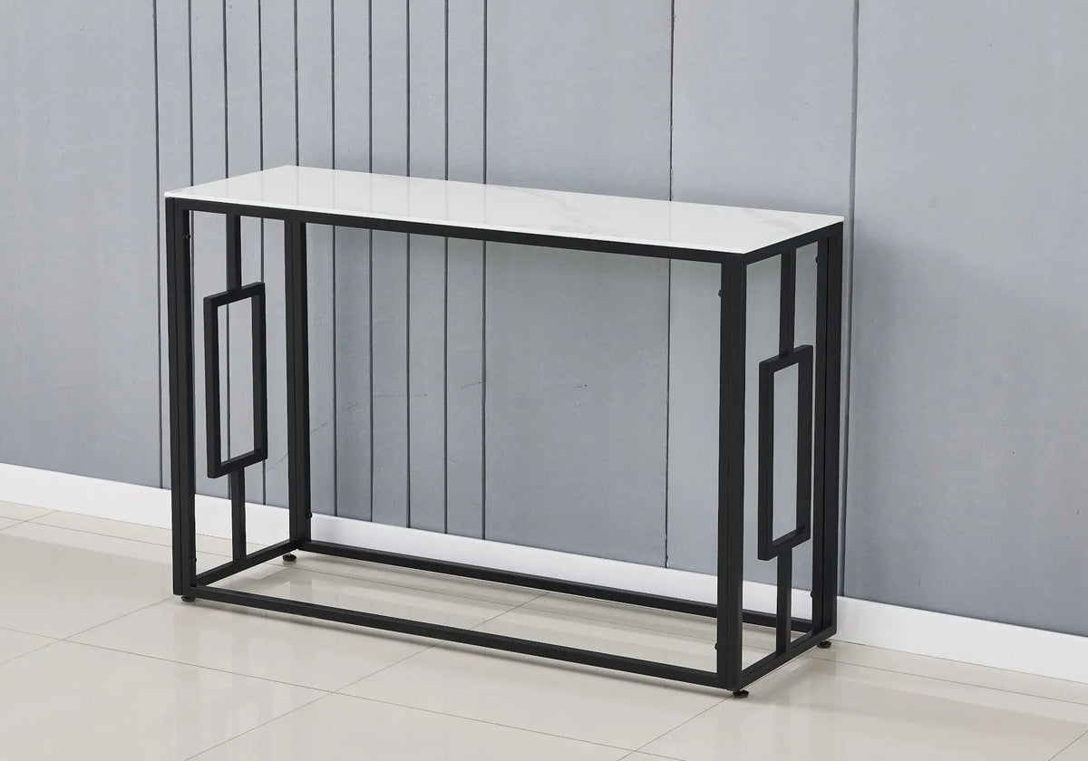 Console de salon noire et marbre blanc design | Zelix