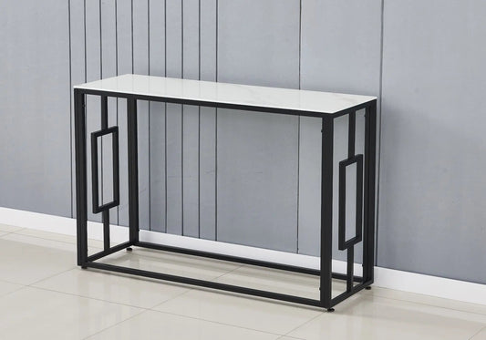 Console de salon noire et marbre blanc design | Zelix