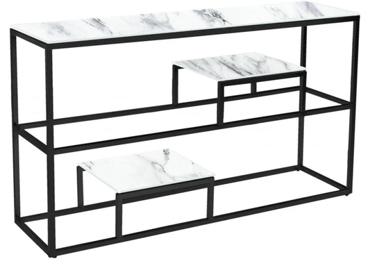 Console noire et marbre blanc pour entrée et salon | Kineo
